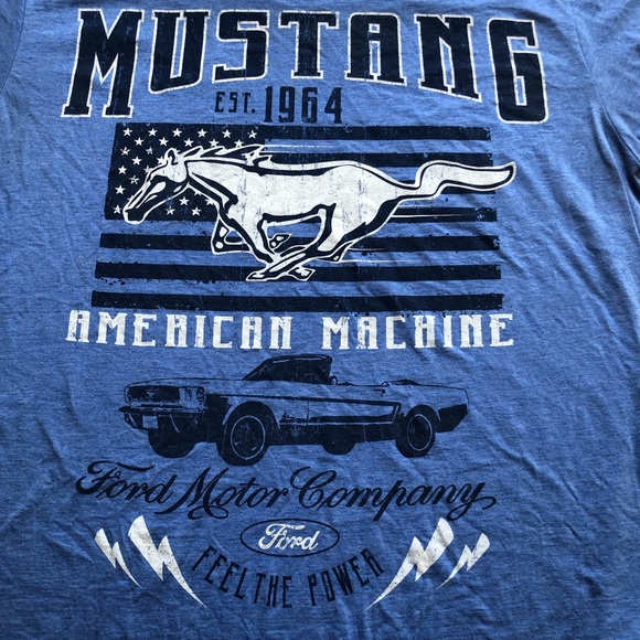 Mustang Ford Est. 1964 Blue Printed Vintage T-Shirt Men’s Size XL Classic Tee - Picture 3 of 14